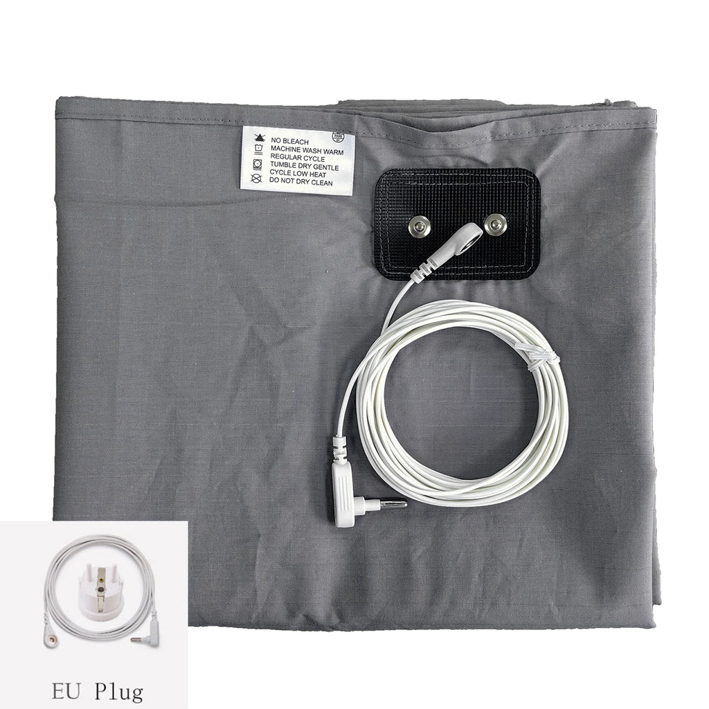 10% Silver Fiber Flat Bedsheet with Earthing Cord Conductive Antistatic Health Protection Sheet Grounded Release Stress