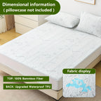 1p Cooling Bamboo Fiber Fitted Sheet, Breathable Mattress Protector Cover  with Deep Pocket for Summer