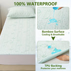 1p Cooling Bamboo Fiber Fitted Sheet, Breathable Mattress Protector Cover  with Deep Pocket for Summer